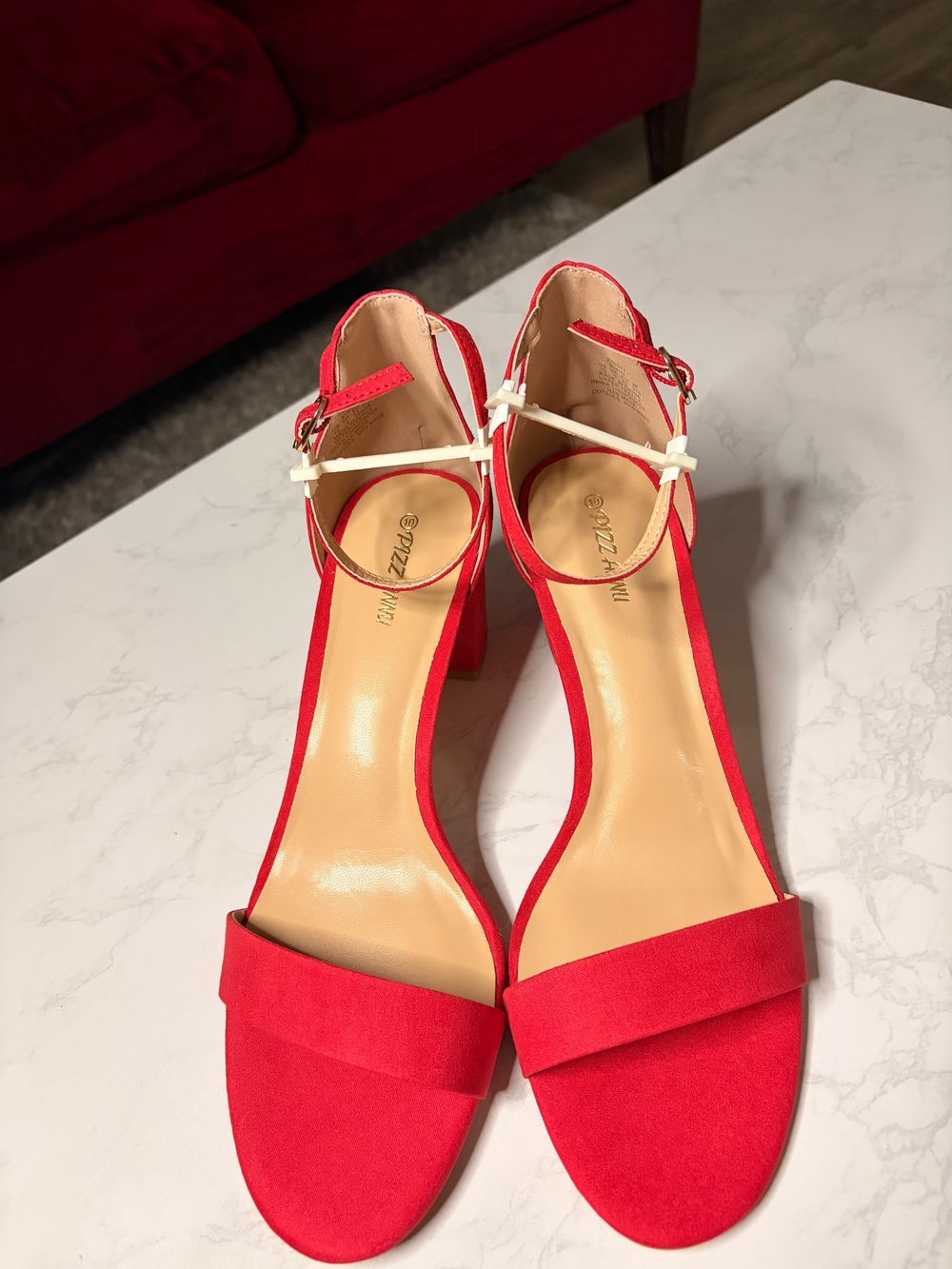 Red Ankle-Strap Block Heels by Vizzano